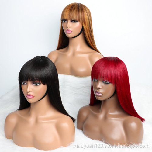 Mayqueen Factory Wholesale 12A Glueless Perruque Highlight Straight Bob Wig 100% Virgin Human Hair no Lace Wigs For Black Women